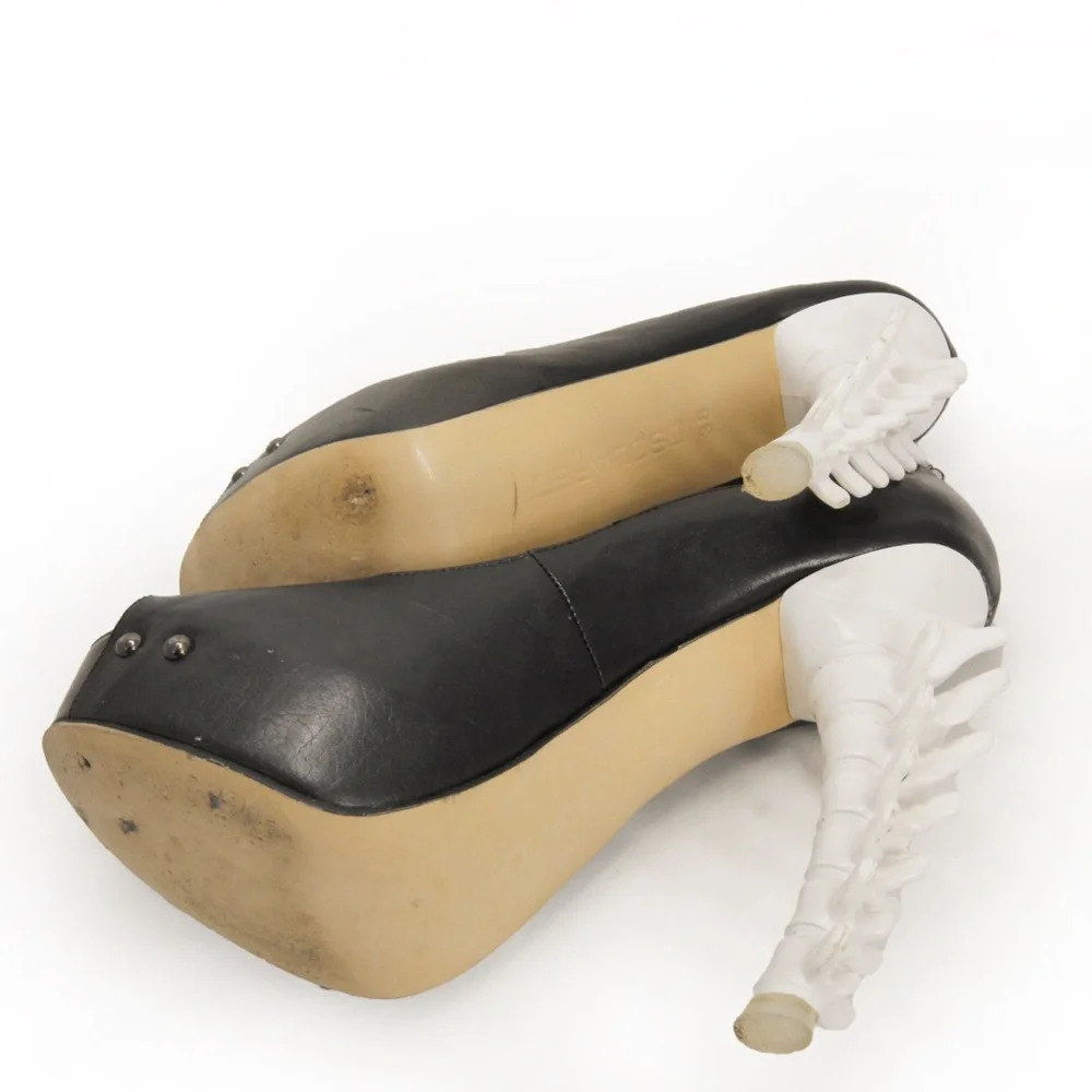 RARE Dsquared2 2010 White Skeleton Bone Spine Heel Black Leather Heels - Picture 6 of 6